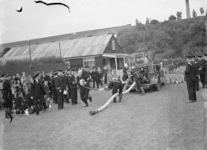 Fire brigade demonstration in Horton Kirby, Kent. 1936