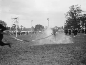 Fair Prints: Fire brigade tournament at Danson Park, Bexley, London. The hose display