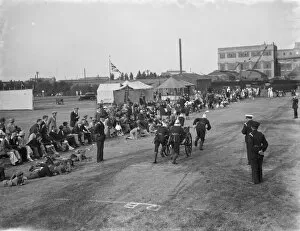 Fireman Collection: Fire brigade tournament demonstration in Erith, London. 1936
