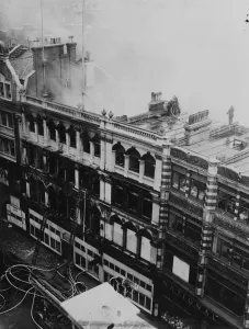 Smoke Prints: Firemen fighting a blazing five-storey building of Story and Co. Furnishers