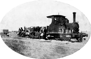 Pioneer Prints: The first locomotiver at Abadan; and passengers for the oil fields. 1914