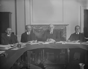 First meeting of Royal Commission on food prices at the Board of Trade offices. Sir