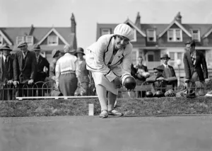 The first Open Bowls Tournament for Women, at Eastbourne. Photographed here is