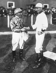 First photograph of the defeat of Papyrus by Zev at Belmont Park, Long Island. Donoghue