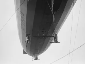 First photograph of R 33 as monoplane carrier. It is now known that an aviation