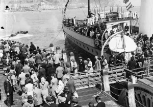 The first Steamer trips to leave Hastings since before the war commenced yesterday The first Steamer trips to leave Hastings since before the war commenced yesterday
