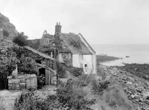 Fishermans tumbledown cottage on the north east coast of England