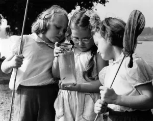Fishing Prints: Last Fling before returning to school. Three young fishergirls making the most of