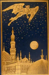 Hallow Prints: Flying demon - Gold-binding of demon flying over oriental city