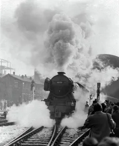 The Flying Scotsman steaming out of Kings Cross for the last journey today 14