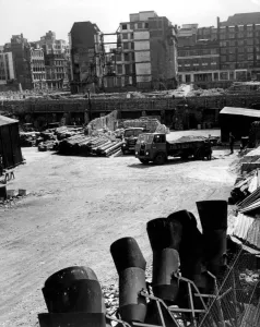 Ww2 Wwii World War Two Prints: In the foreground are the relics of days when Londons life was torn by intence warfare-sandbags-fillers