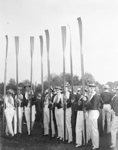 Fourth of June celebrations and procession of boats at Eton The crew of the Thetis