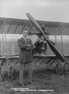 Plane Prints: Frank Goodden and Caudron Biplane at Hendon Aerodrome
