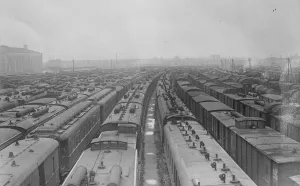 Industrial Action Prints: French railway strike. Idle trains. 1 February 1920