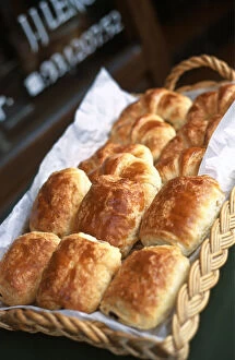 French Collection: Freshly baked pains au chocolat outside French patisserie, JJ Lenoir, in Valbonne