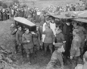 1910s Prints: Funeral of the zeppelin crew at Potters Bar. 5 October 1916