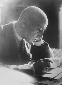 Gabriele D Annunzio at his desk in his villa at Gardone O N Garda 10 August 1922