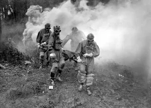Gas Attack by Air. The famous Chislehurst Caves formed the scene of action for