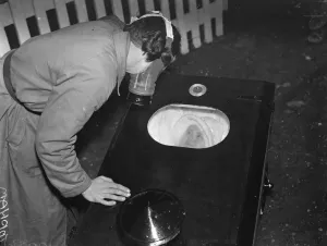 Preparation Prints: Gas proof pram invention in Hextable, Kent. 1938