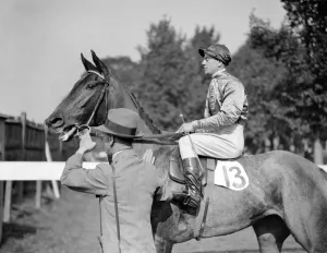 Gatwick Racecourse, Sussex, England. Jack Sirett, the Flat Race Jockey