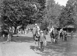 Gatwick Racecourse, Sussex, England. Picturesque scenes in the paddock