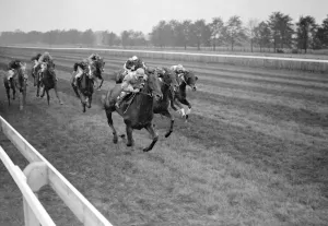 Racing Prints: Gatwick Racecourse, Sussex, England Corrin Cottage ridden by W Sibbritt