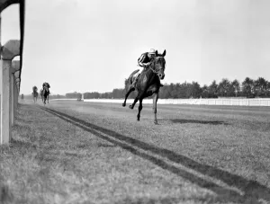 Racing Prints: Gatwick, West Sussex. Mr W. M. G. Singers Beau Frere ridden by R. Jones winning