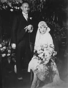 Wedding Prints: General Chiang Kai Shek married at Shanghai to Miss Mayling Soong. Bride and bridegroom