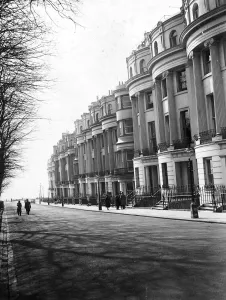 Buildings Prints: A general view of Brunswick Square, Brighton, described as a perfect example of Regency