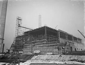 Scaffolding Collection: A general view of the new coal electric power station under construction near Dartford
