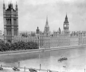 General views from the Thames to Big Ben, Palace of Westminster, London, England, UK