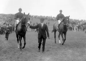 Jockeys Prints: Gentleman leading in Service Kit, the winner of the Stewards Cup at the Glorious