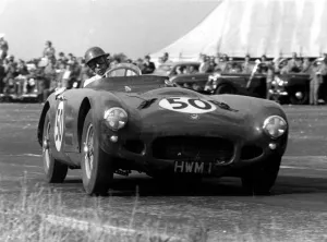 Motor Car Racing Prints: George Abecassis takes the Jaguar engined H W M sports car through the Esses