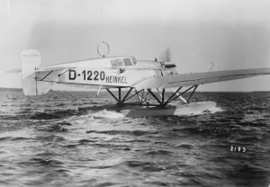 German seaplane D1220 leaves Wilhelmshaven on a transatlantic flight. The seaplane