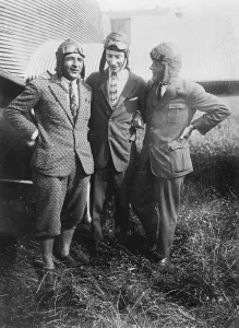Germany to New York flight. Left to right : Pilot Risticz, Mr Knickbocker and Pilot Edzart