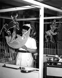 Nurses Prints: Getting ready for the hospital revels - Nurse Kathleen Burrows is seen is this picture
