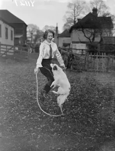Playing Prints: Getting in trim for the circus ring. 16-year-old Olga Astley, one of Britain s