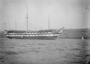 A ghost of Trafalgar. The wooden battleship Implacable which was captured