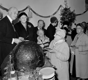 Black Prints: Giant Christmas Pudding Presented by Lord Mayor of London Aldeman Clement James Harman