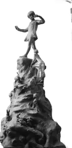 Sculpture Prints: A gift from the children of England to the children of Belgium. A Peter Pan statue