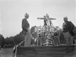 Parade Prints: The Gillingham Carnival in Kent. The Gillingham Swimming Club float showing of