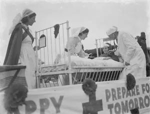 Parade Prints: The Gillingham Carnival in Kent. A nurses float. 1939
