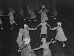 Performance Prints: Girls dancing display in Farrington, Kent. 9 June 1937