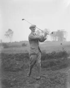 Golf Prints: Golf match at the Addington golf course near Croydon Abe Mitchell 10 June 1920