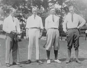 US Golfers Left to right Ed Byers, G Nicholls, Jock Hutchinson, Chick Evans