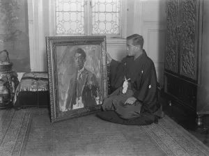Author Writer Prints: Gonnoske Komai, the Japanese poet at home ( 73 Harcourt Terrace, South Kensington )