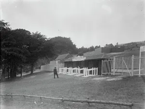 Entrance Prints: Goodwood racecourse. The gates at the entrance to Trundle Hill