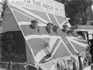 The Gravesend Carnival procession in Kent. The Keg Meg float. 1939