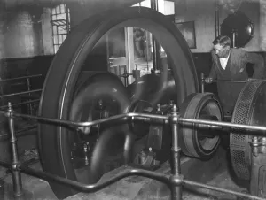 Industrial Prints: Gravesend Gasworks in Kent. The engine room. 1939