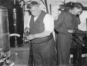 Gravesend Gasworks in Kent. Men working in the fitting shop. 1939